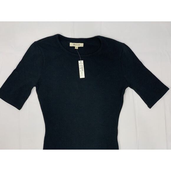 NWT Madewell Crewneck Short Sleeve Bodysuit Thong Women's size XS Black - Picture 3 of 12